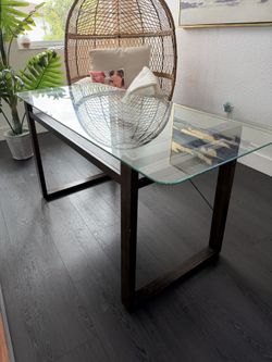 Wooden and glass desk