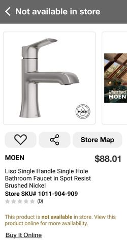 BRAND NEW MOEN Liso 84540SRN Single Handle Single Hole Bathroom Faucet in Spot Resist Brushed Nickel