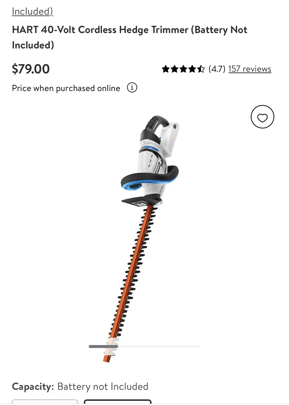 New HART 40 Volt Cordless Hedge Trimmer Battery Not Included for Sale in North Las Vegas NV OfferUp