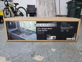 Glacier Bay 33" Single Bowl Dual Mount Kitchen Sink- Gunmetal Black- New