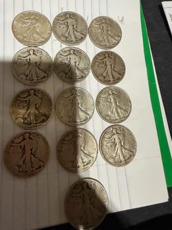 (13) walking half dollars REAL SILVER