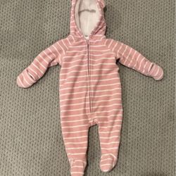 Old Navy Pink, Footed, Critter, Winter Fleece Bodysuit, Infant Size 6-12 Months