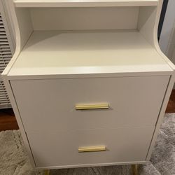 White Gold Nightstand Drawers