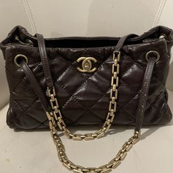 Chanel Quilted Shoulder Bag Brown