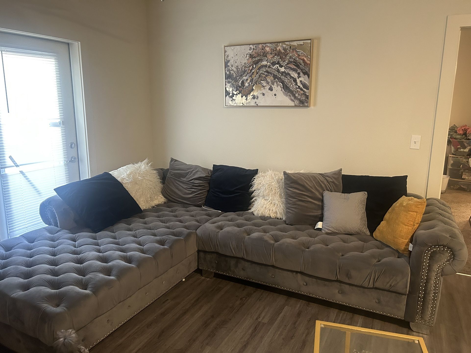 Velvet sectional
