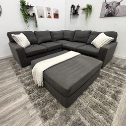 Living Spaces Grey Sectional Couch - Free Delivery 