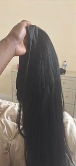 22” synthetic black Straight headband  wig