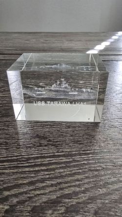 USS Tarawa LHA1 3D Laser Crystal Paperweight