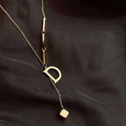 Titanium Steel Minimalist Design Necklace For Women, Simple & Versatile Alphabet D Chain