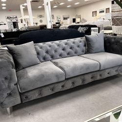 AP- Luxury 🤍 Gray Tufted Living Room Set,Sofa, Loveseat/ Delivery - Financing 