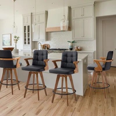 Bar Stools Set of 4,Kitchen Counter Stools 30” H,Modern Leather Bar Height Chairs with Back,Kitchen Island Chairs,Swivel Stools for Kitchen Island