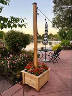 New 10 ft. Cedar wood Pole and Large Planter Box Set