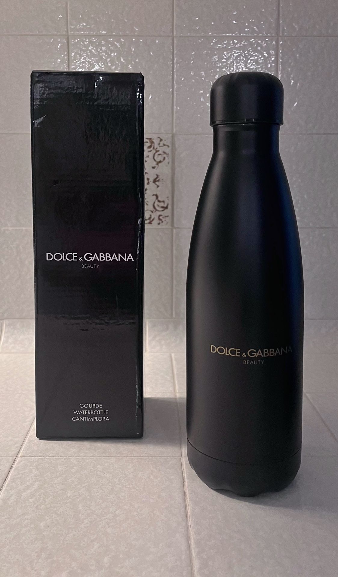 Dolce & Gabbana 16.9 oz Solid Black Stainless Steel Water Bottle Flask