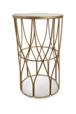 Gold Metal Round Accent Side Table