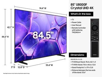 Samsung 85” Crystal UHD 4K Smart TV — $750 OBO