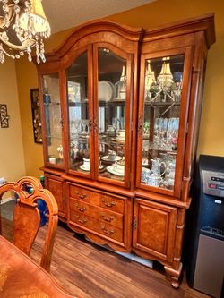 Wood China Cabinet with Glass Doors