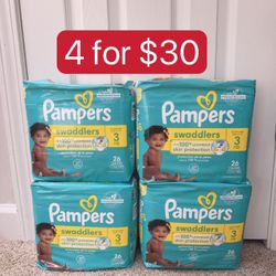Pampers swaddlers size 3   4 for$30