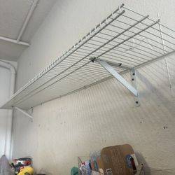 2 Garage Wire Shelf 8 Ft x 16 Inched Deep Wall Mounted With Brackets 