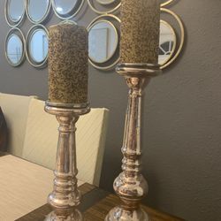 Gold Candle Holders With Candles 