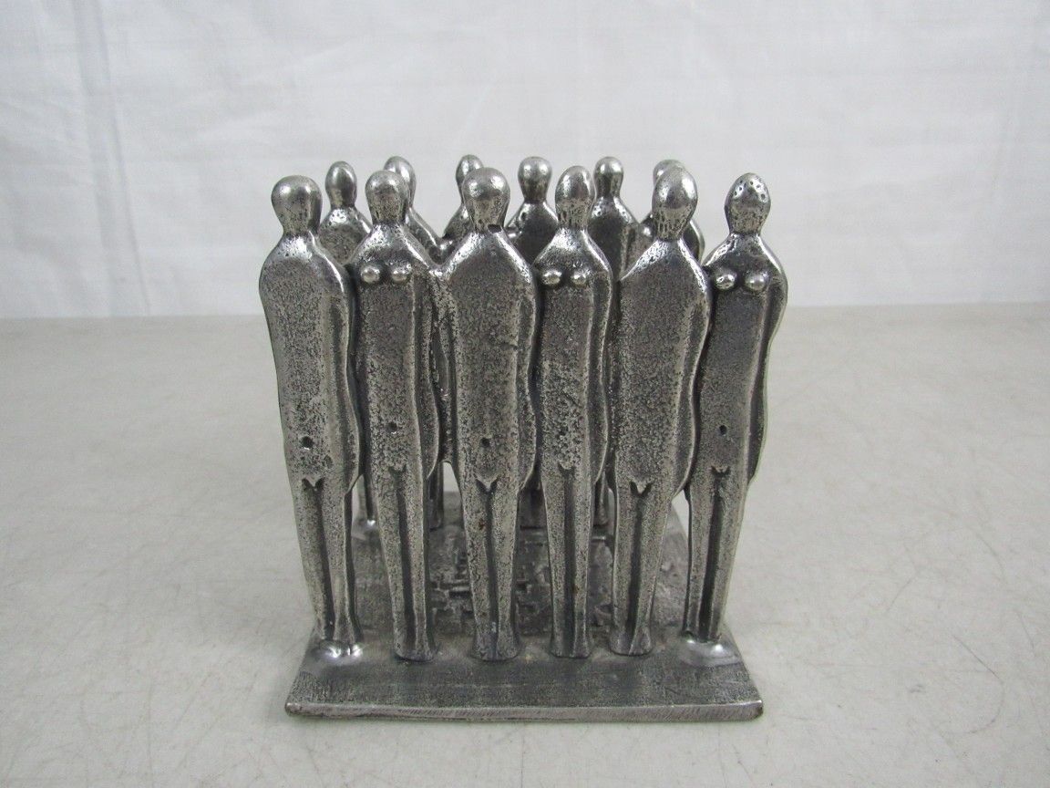 Patrick Meyer Signed Brutalist Solid Pewter Letter Napkin Holder