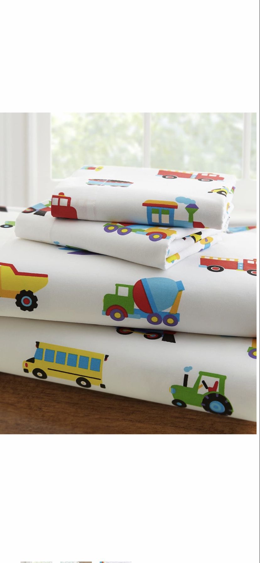 Wildkin Kids 100% Cotton Toddler Sheet Set-(trucks,planes,trains)