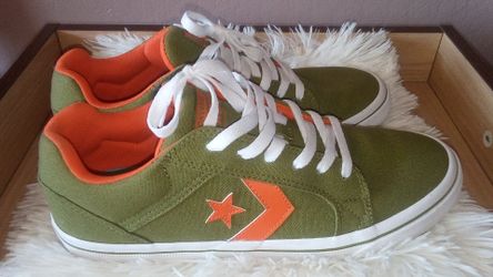 Converse Low-Top Canvas Sneakers Green Orange