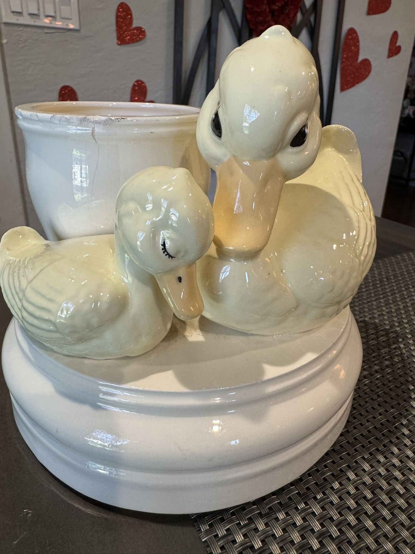 Vintage Narco Japan Duck Music Box Planter - Mid-Century Nursery Decor - Working