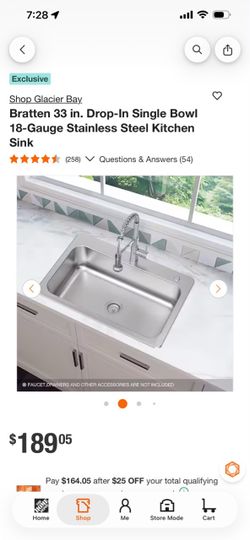 Glacier Bay Bratten 33 in. Stainless Steel Kitchen Sink