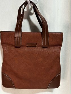 milla schön Brown Pebbled Tote Bag Double Handles Magnetic Closure Inner Pocket