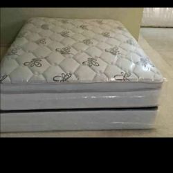 Queen size new thick pillow top bed can deliver 