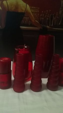 1 bamboo vase & glass candle holders used