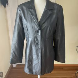 Black Stylish Leather Jacket By ADDA S. Medium 