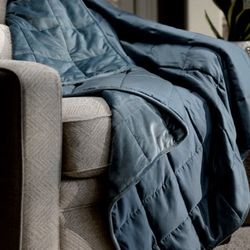 Weighted blanket, luxome brand, 18 lbs, 60” x 80”, color Ocean, with carrying bag