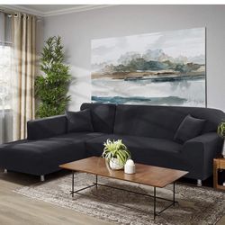 Sectional Couch Covers 2pcs L-Shaped Sofa Covers Softness Furniture Slipcovers with 2pcs Pillowcases L-Type Polyester Fabric Stretch Couch Covers 3 Se