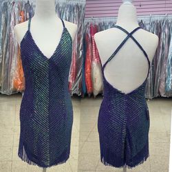 New With Tags Alyce Paris Hand Beaded Fringe Short Formal Dress & Homecoming Dress $99