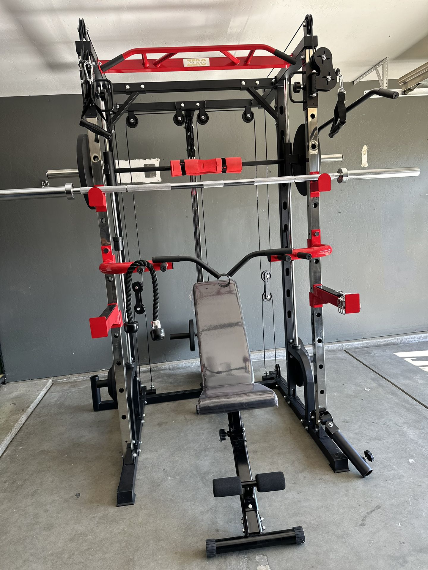 Smith Machine 100 | Adjustable Bench | 245lb Cast Iron Olympic Weights | 7ft Olympic Bar | Fitness | Gym Equipment | FREE DELIVERY 🚚 