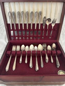 Antique  Wm Rogers Overlaid Silver IS 53 Pieces