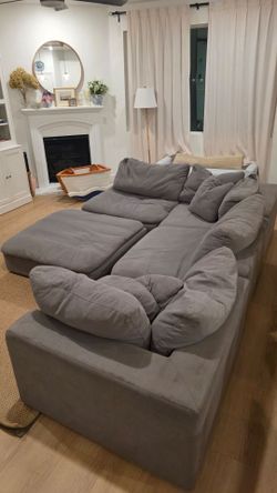 Dream Gray 131'' 5 Piece Modular Sectional with 2 Armless Chairs, 2 Corners, 1 Ottoman