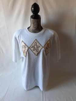 I.B.Diffusion women's nautical embellished short sleeve top size M