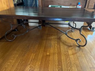 Vintage Wrought Iron & Wood Coffee Table