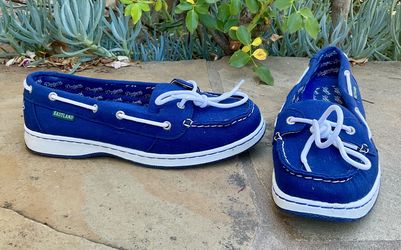 Women Size 9 LA Dodgers Eastland Sunset/MLBP 2562-14 Canvas Loafers Boat Shoes Blue White RARE