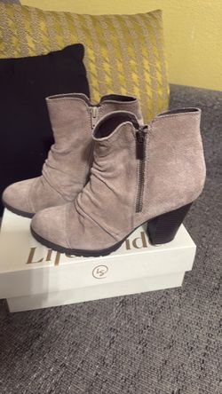 Taupe Suede Heeled Ankle Boots