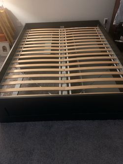 Dark Black Platform Bed Frame with Slats