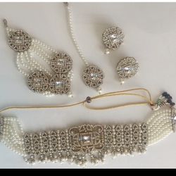 Choker Tikka Earrings Passa Set Indian Pakistani Jewelry 