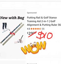 New Golf Putting Alignment Rail,Alloy Steel Golf Trainer Aid for Putting Green, $10