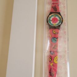 New Vintage Barbie Swatch-Style Multicolor Watch w/ Case