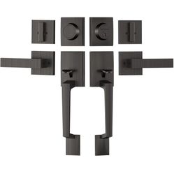 TICONN Double Front Door Handle Set, Heavy Duty Square Door Lever and Single Cylinder Deadbolt Combo 