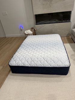 Queen Mattress White Quilted Top Navy Base