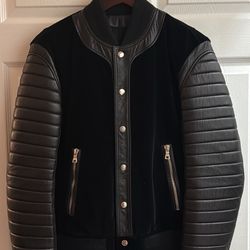 BALMAIN: BOMBER LEATHER/SUEDE JACKET
