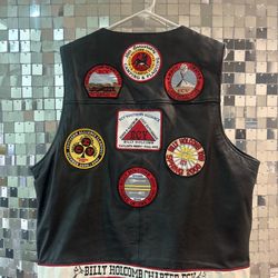 ECV Vintage E Clampus Vitus Leather Jacket Vest Large L Patches Badges